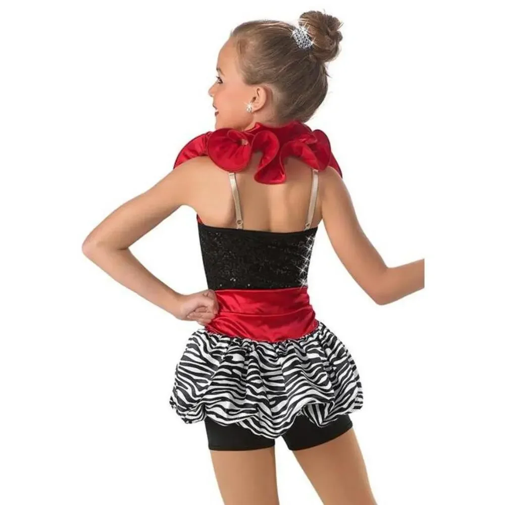 Pre-Owned Dance Costume Weissman 6835 Large Child Red Dress Jazz Sequin